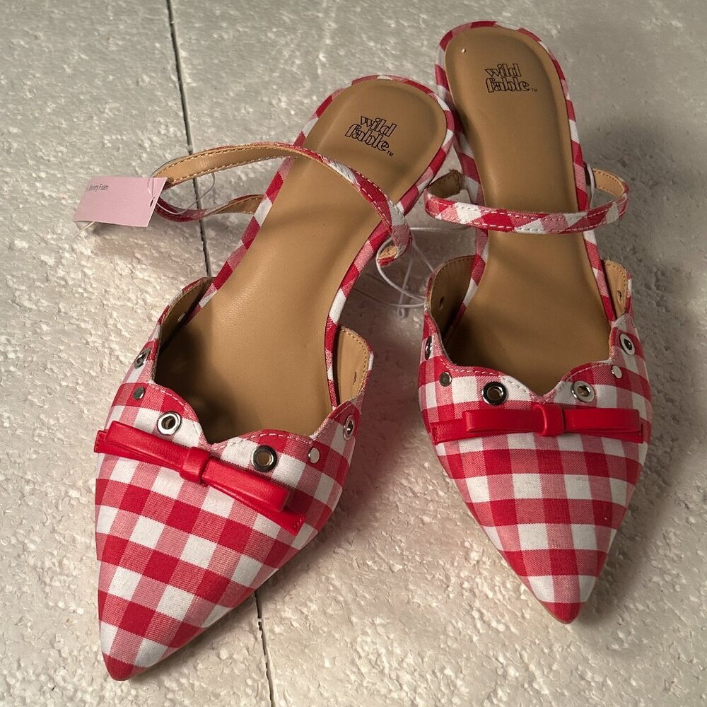Wild Fable Lysandra Gingham Kitten Heel Pin-up Retro Coquette Cottage Rockabilly - Picture 4 of 4